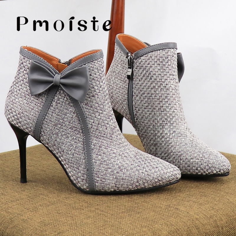 Bottes-talons-hauts-pour-femmes-chaussures-avec-n-ud-papillon-tiss-es-bottines-de-styliste-avec