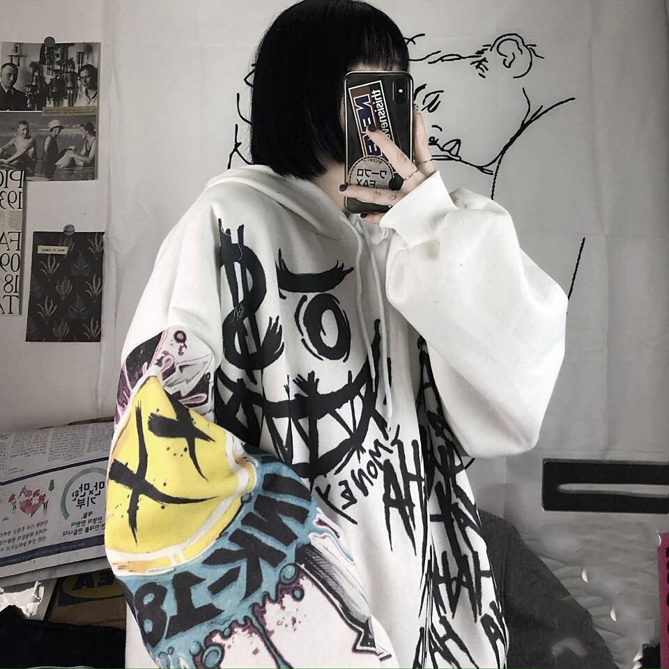 Sweat-capuche-gothique-japonais-pour-femmes-Streetwear-Punk-Hip-Hop-surdimensionn-avec-dessin-anim-imprim-automne