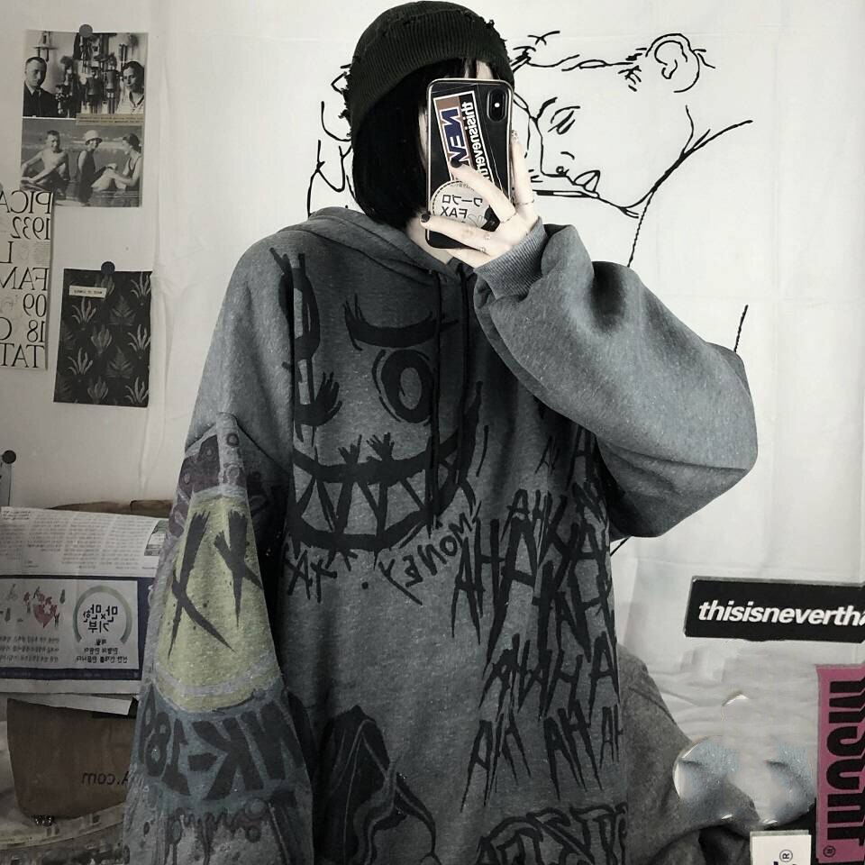 Sweat-capuche-gothique-japonais-pour-femmes-Streetwear-Punk-Hip-Hop-surdimensionn-avec-dessin-anim-imprim-automne