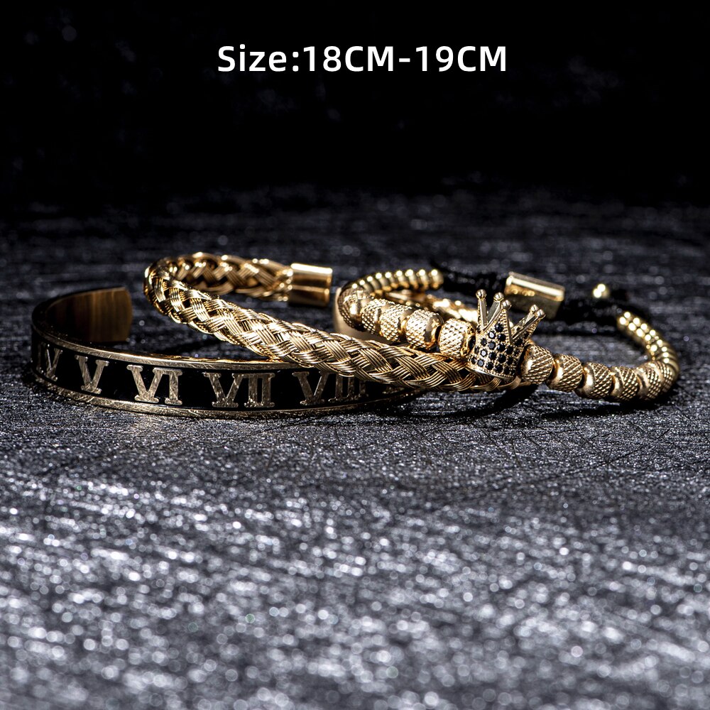 Bracelets-en-acier-inoxydable-pour-hommes-couronne-de-luxe-mail-chiffres-romains-boucle-en-corde-de