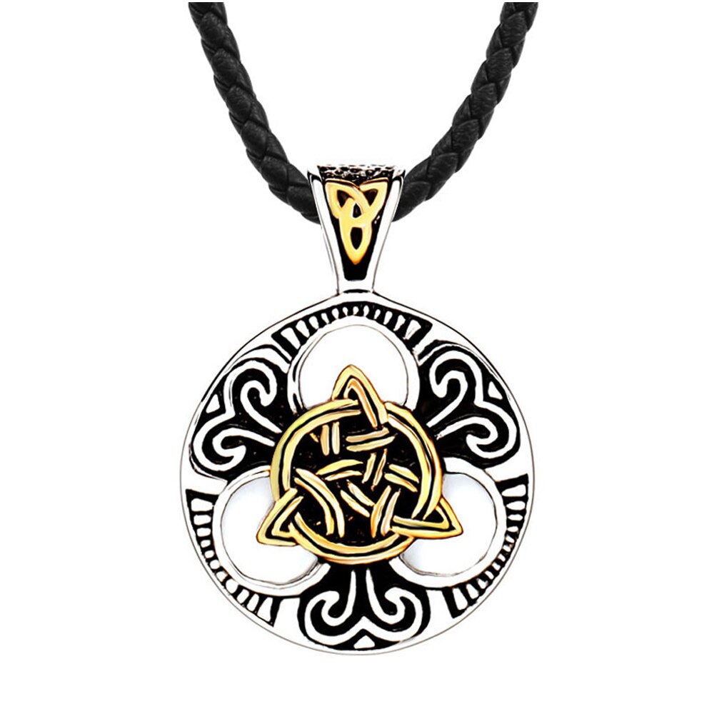 Collier-Vintage-Viking-en-acier-inoxydable-pour-hommes-pendentif-avec-n-ud-Odin-celtique-Punk-bijoux