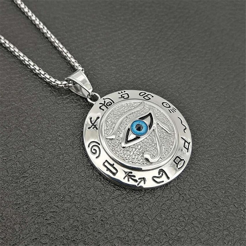 Colliers-avec-pendentif-l-il-d-horus-pour-hommes-et-femmes-bijoux-ronds-en-acier-inoxydable