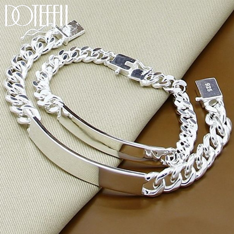 DOTEFFIL-Bracelet-en-argent-Sterling-925-2-pi-ces-cha-ne-lat-rale-lisse-de-10mm