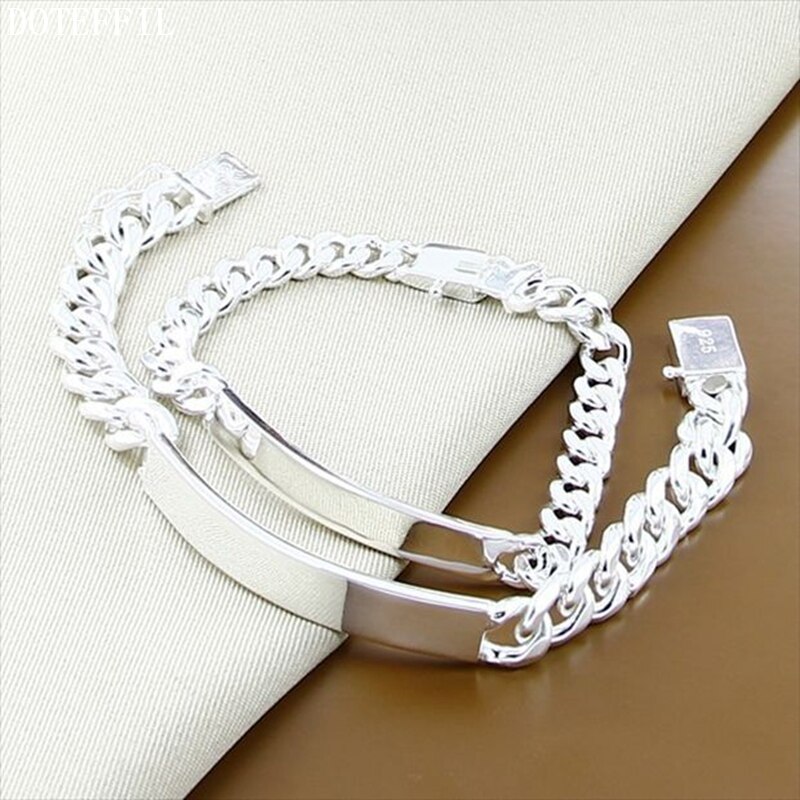 DOTEFFIL-Bracelet-en-argent-Sterling-925-2-pi-ces-cha-ne-lat-rale-lisse-de-10mm