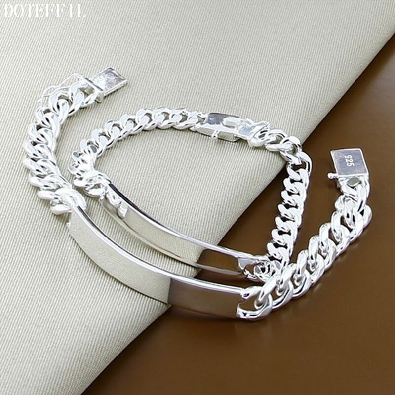 DOTEFFIL-Bracelet-en-argent-Sterling-925-2-pi-ces-cha-ne-lat-rale-lisse-de-10mm