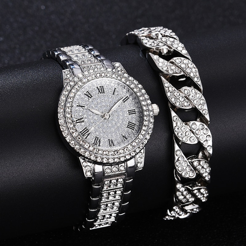 Pour-Femmes-Montre-en-Diamants-et-Strass-Bijou-avec-Bracelet-en-Or-et-Pierres-Marque-de