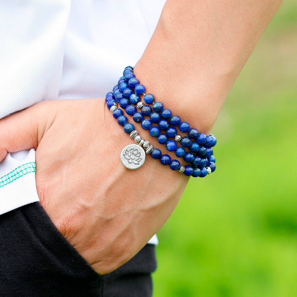 Bracelet-de-pri-re-Mala-en-lapis-lazuli-perles-naturelles-id-al-pour-m-ditation-gu