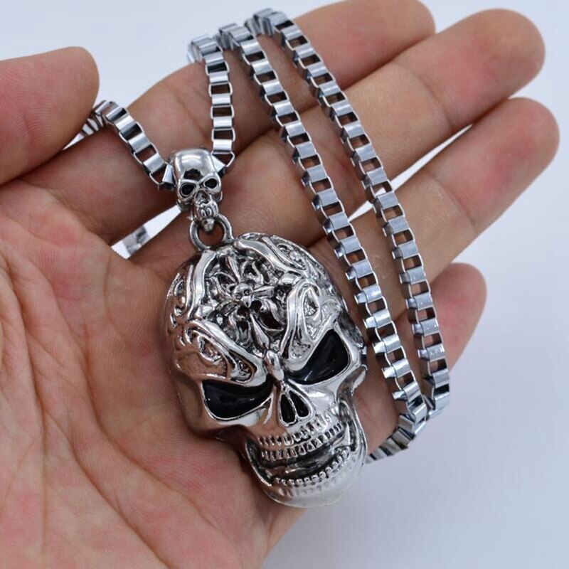 Collier-Hip-hop-en-m-tal-pendentif-cr-ne-cr-ne-gothique-cha-ne-squelette-tendance