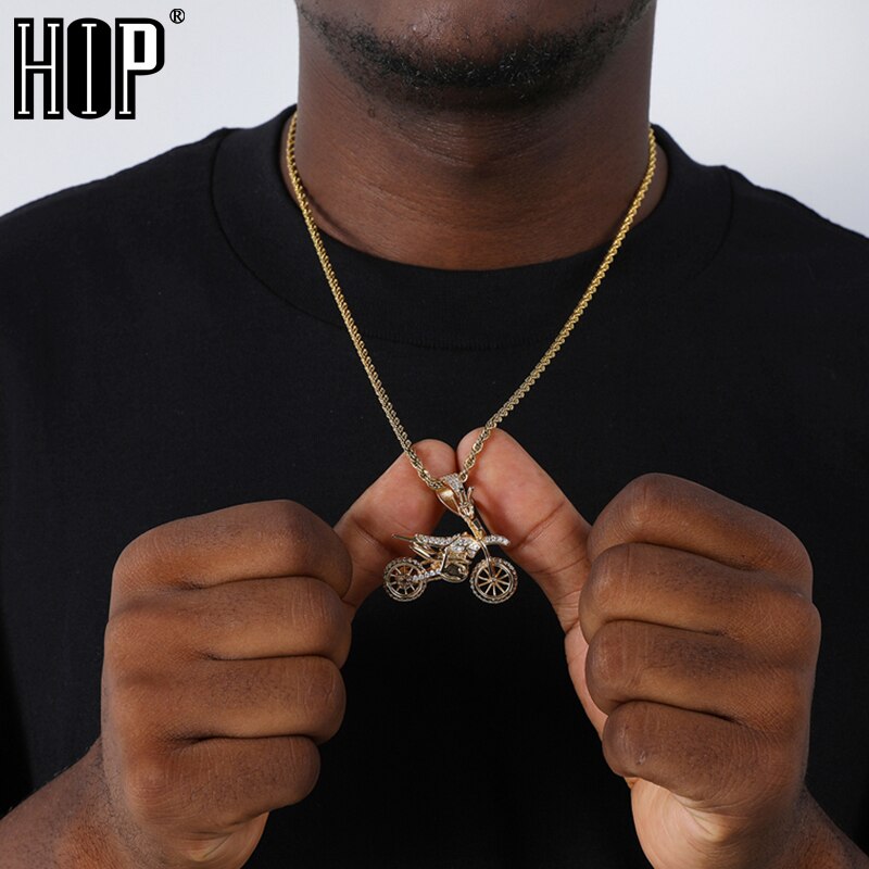 HIP-Hop-colliers-pour-hommes-pendentifs-de-moto-Cool-en-cuivre-Zircon-cubique-AAA-glac-vente