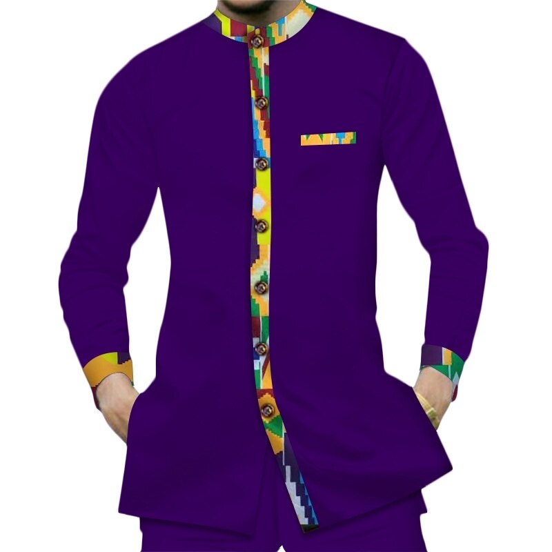 Chemise-en-Bazin-Riche-pour-hommes-100-coton-d-contract-s-v-tements-africains-Dashiki-Kente