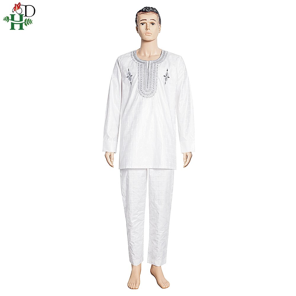 H-D-ensemble-2-pi-ces-pour-hommes-riche-africain-Dashiki-Bazin-chemise-manches-longues-et