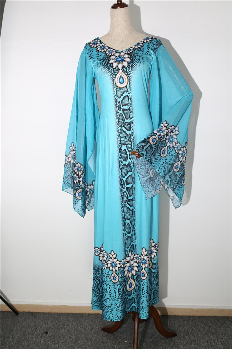 Robes-africaines-pour-femmes-Dashiki-imprim-v-tements-africains-Bazin-Riche-Sexy-Slim-manches-volants-col