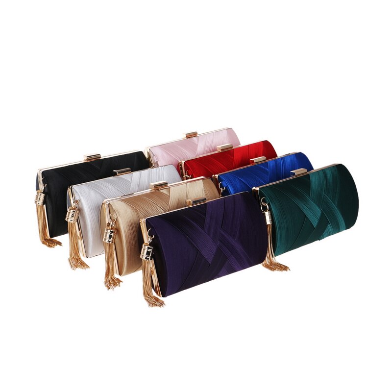 Sacs-main-de-soir-e-en-Satin-dor-pour-femmes-pochettes-de-luxe-avec-pompon-sacs