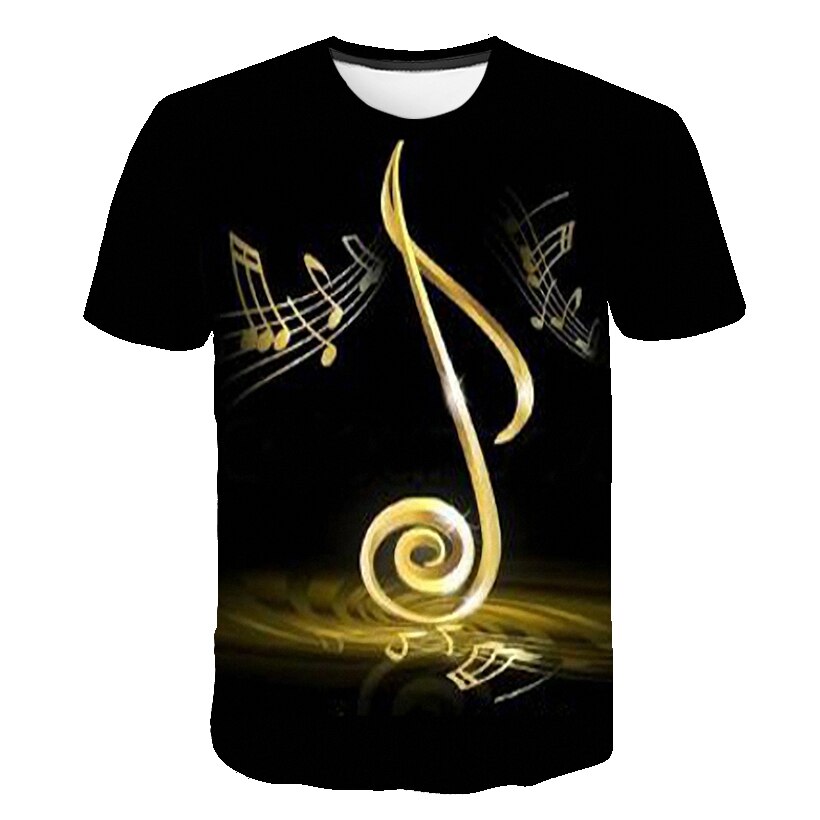 T-shirt-manches-courtes-Homme-femme-estival-et-d-contract-avec-Notes-de-musique-imprim-es