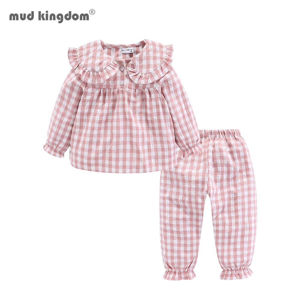 Mudkingdom-ensemble-pyjama-pour-filles-col-Peter-Pan-carreaux-v-tements-de-maison-pour-tout-petits