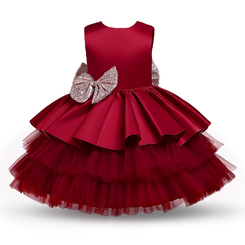 Robe-de-bapt-me-gros-n-ud-pour-petites-filles-Tutu-pelucheux-pour-f-te-d