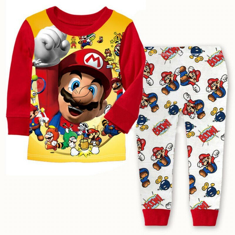 Pyjama-Super-Mario-en-coton-pour-enfants-v-tements-de-nuit-design-de-dessin-anim-tendance