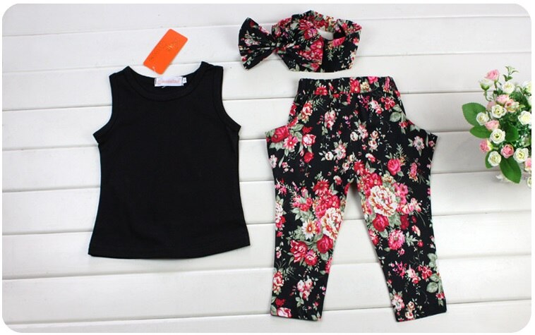 t-chaud-enfants-filles-v-tements-sans-manches-noir-gilet-fleurs-pantalon-charpe-enfants-mode