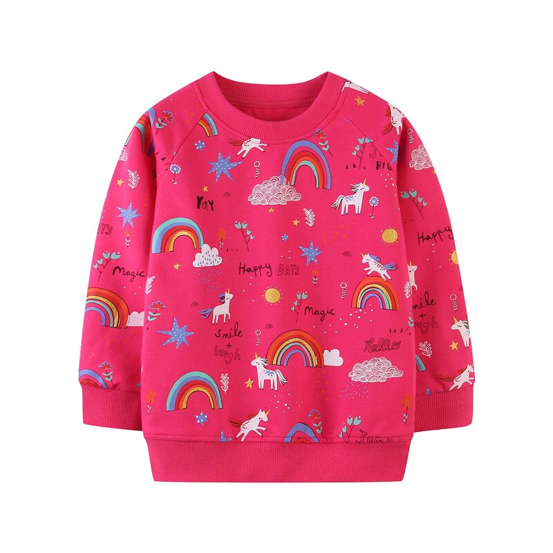 Jumping-Meters-Sweat-pour-Fille-en-Coton-Pull-avec-Motif-de-Licorne-et-Arc-en-Ciel