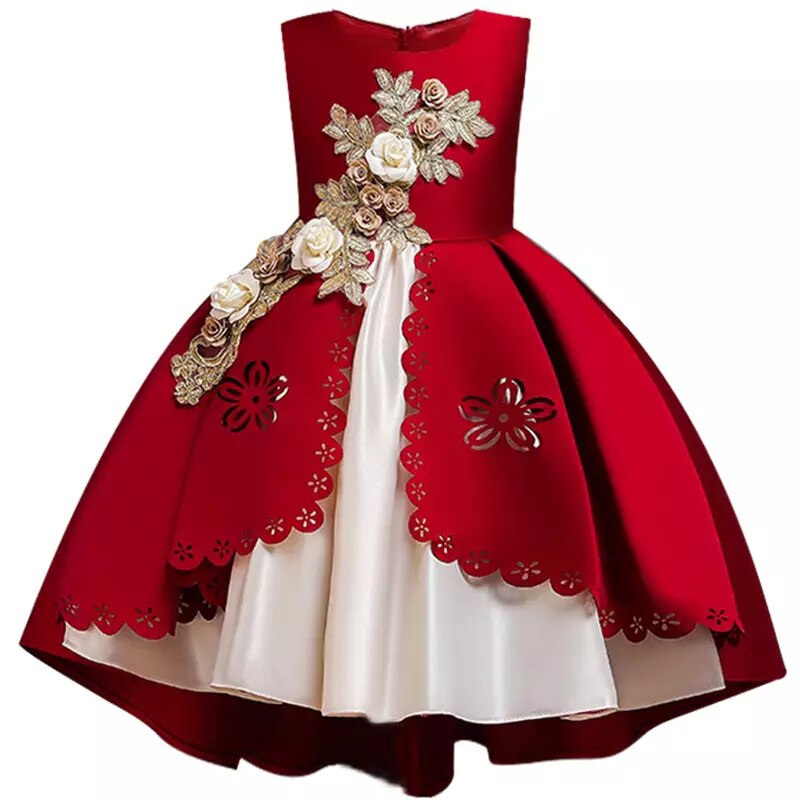 Robe-de-no-l-pour-filles-tenue-princesse-l-gante-motif-floral-pour-enfants-de-3