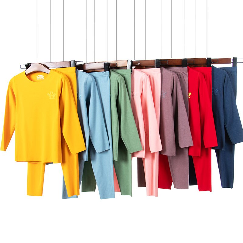 Pyjama-de-haute-qualit-pour-enfants-ensembles-de-v-tements-chauds-de-couleur-unie-pour-gar