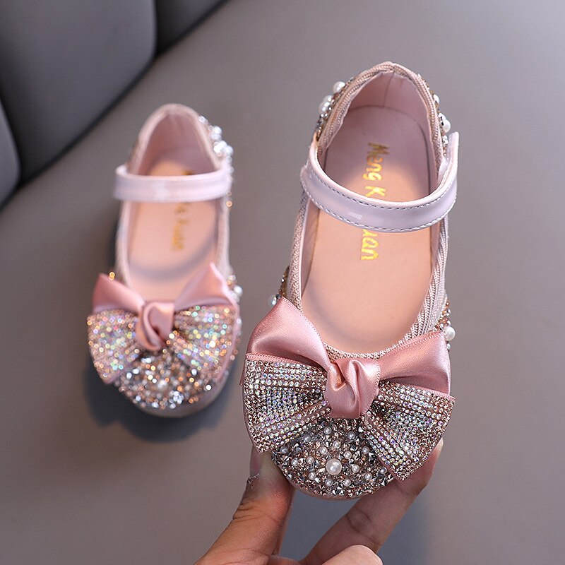 Chaussures-en-Cuir-Plates-avec-N-ud-en-Strass-pour-Enfant-Fille-B-b-Chaussures-de