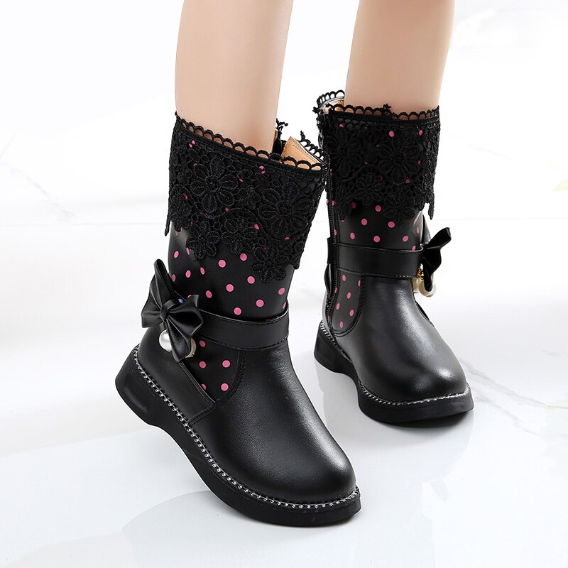 Bottes-hautes-en-fourrure-et-dentelle-perl-e-pour-filles-chaussures-d-hiver-en-caoutchouc-la