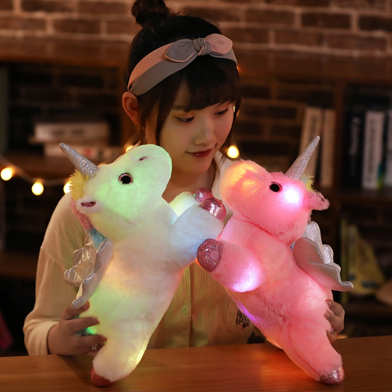 Peluche-licorne-LED-color-e-de-38cm-animaux-en-peluche-lumineux-rose-licorne-cheval-jouet-mignon