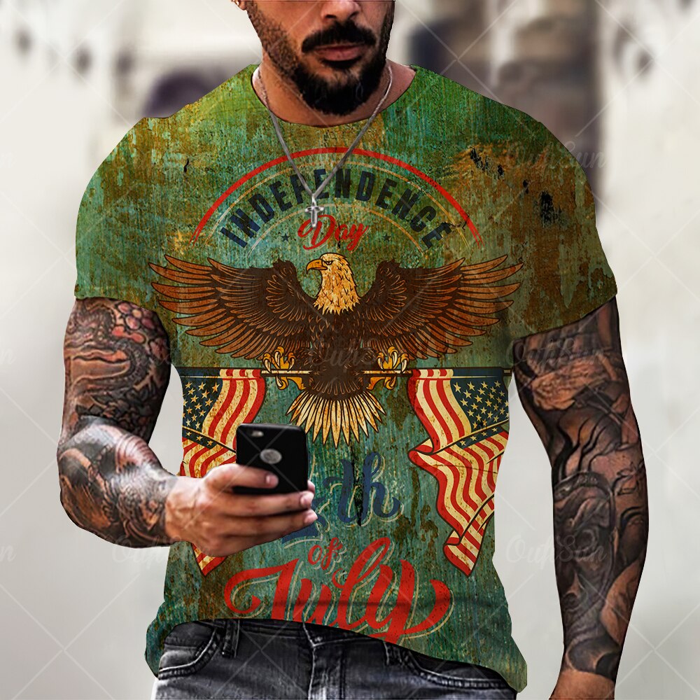 T-Shirt-manches-courtes-et-col-rond-pour-homme-haut-surdimensionn-Vintage-la-mode-Route-am