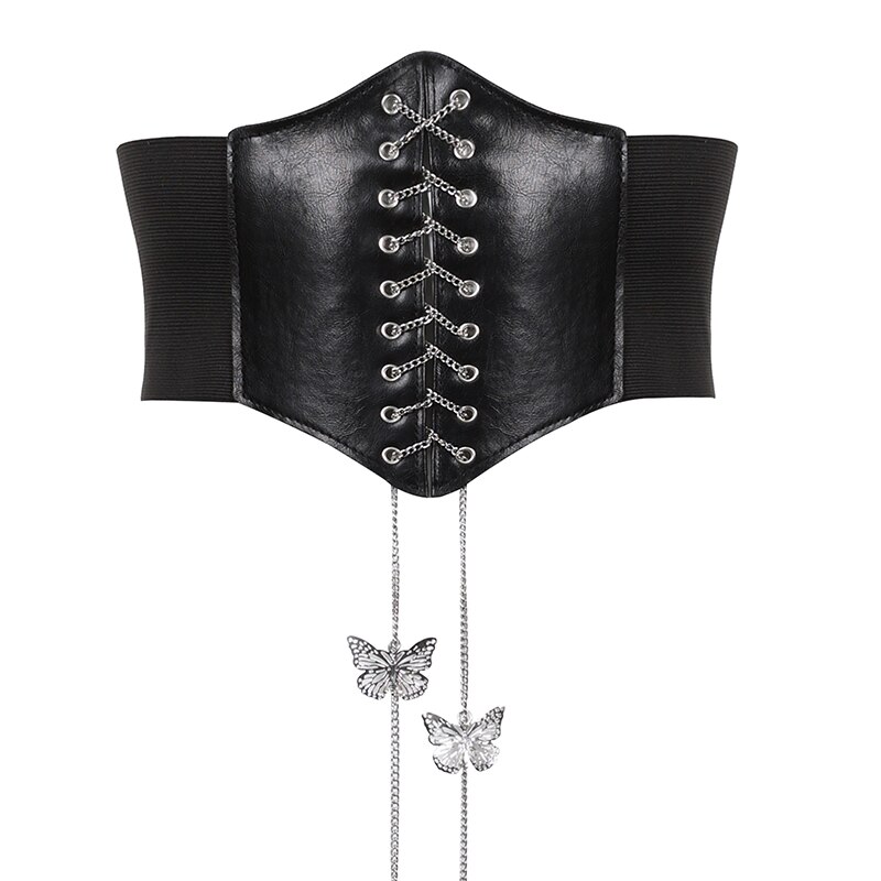 Darlingaga-Corset-lacets-en-cuir-PU-pour-femmes-Streetwear-Style-Punk-cha-ne-papillon-bandeau-gothique