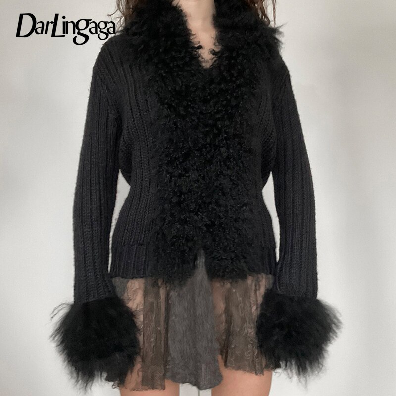 Darlingaga-Cardigan-en-fausse-fourrure-pour-femme-veste-en-Patchwork-noir-pull-manteau-l-gant-tricot