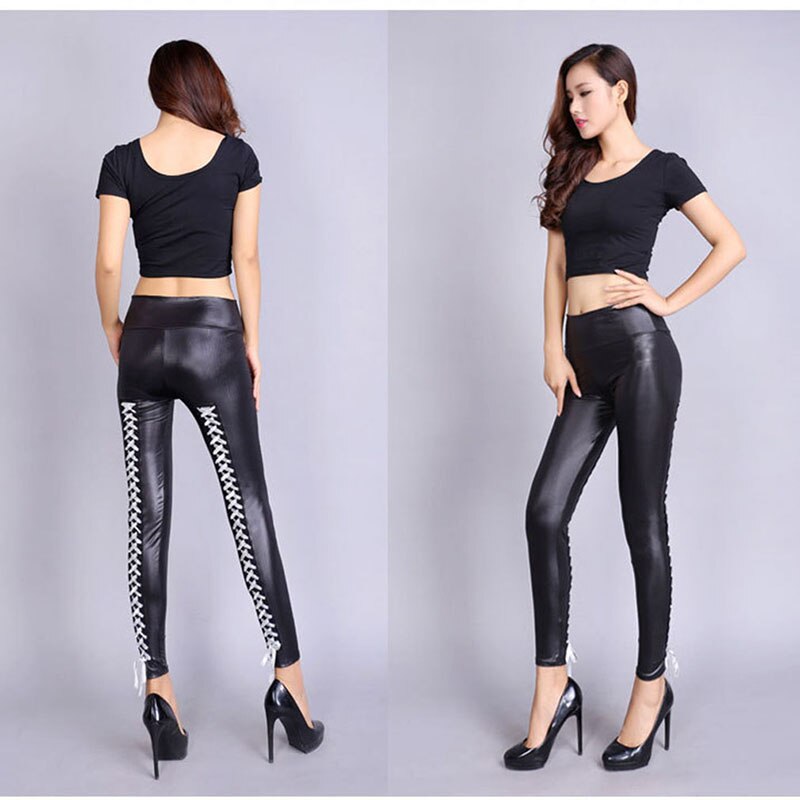 Legging-de-motard-Sexy-en-Faux-cuir-pour-femme-lastique-et-extensible-taille-haute-collection-automne