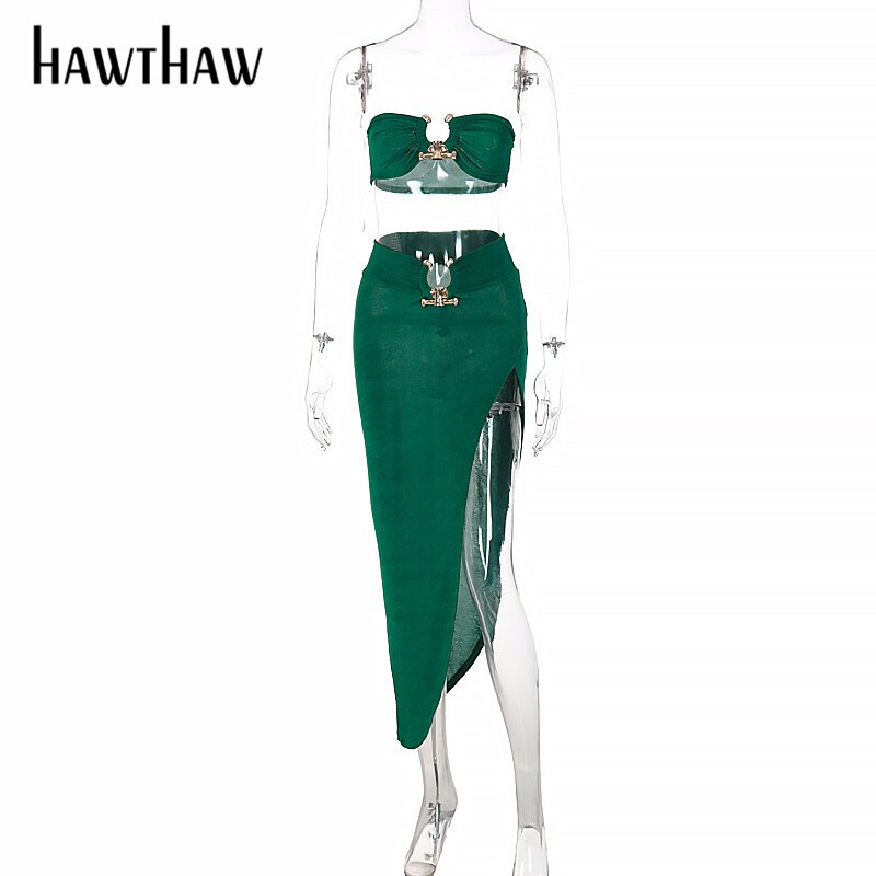 Hawthaw-ensemble-deux-pi-ces-Sexy-pour-femmes-haut-tubulaire-sans-bretelles-jupe-longue-fendue-v