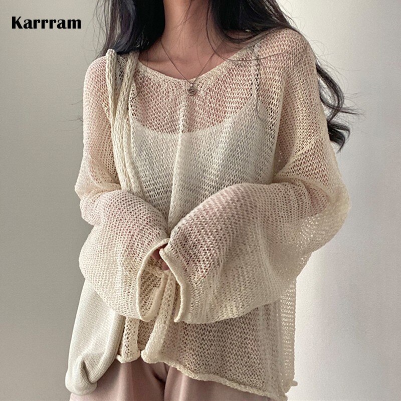 Karrram-pull-manches-longues-pour-Femme-Style-paresseux-haut-ajour-Sexy-mode-d-contract-Streetwear-Chic