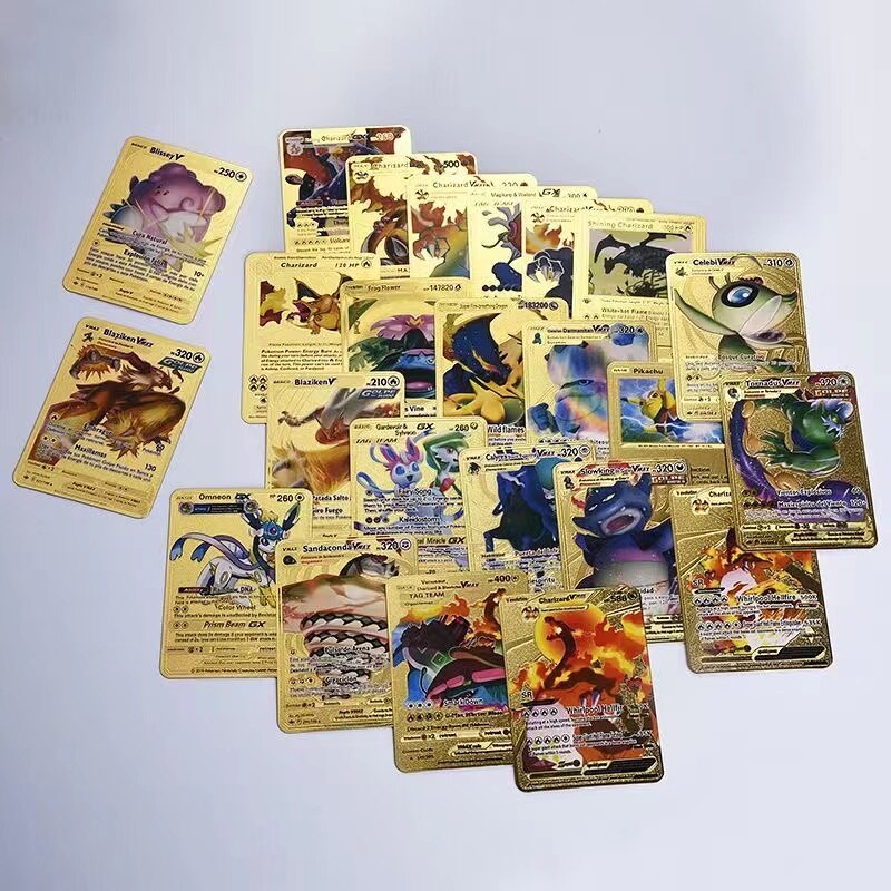 Cartes-Pokemon-en-m-tal-carte-V-PIKACHU-Charizard-dor-Vmax-jeu-pour-enfants-Collection-cadeau