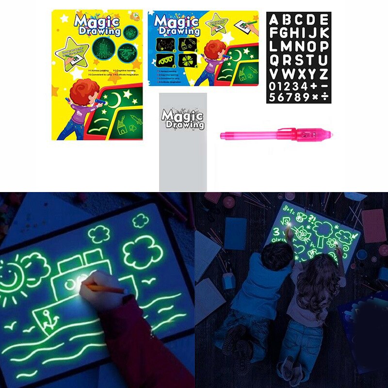 Planche-dessin-lumineuse-LED-A3-A4-A5-cadeau-de-no-l-Graffiti-gribouillage-tablette-dessin-magique