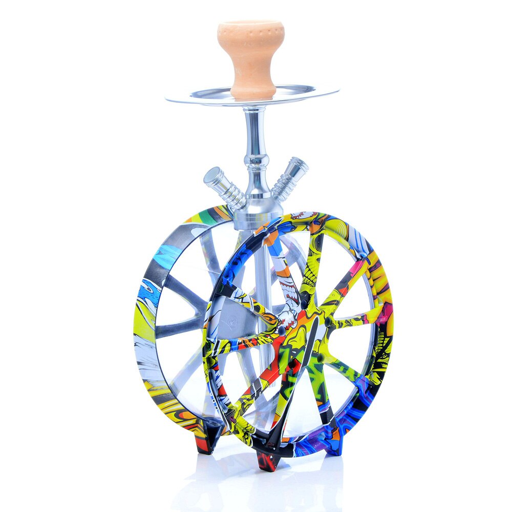 Roue-Graffiti-multicolore-en-acrylique-2-tuyaux-de-Shisha-Pipe-complets-accessoires-pour-Chicha