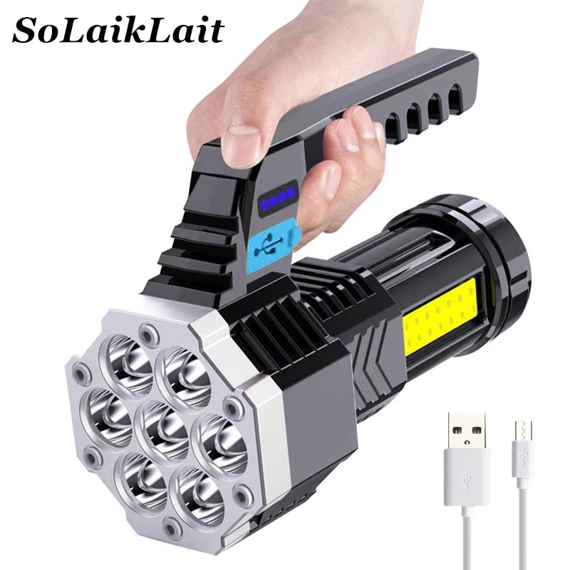 New-Upgraded-7-Core-LED-Tactical-Flashlight-USB-Rechargeable-Powerful-Flash-Torch-High-Power-COB-Portable