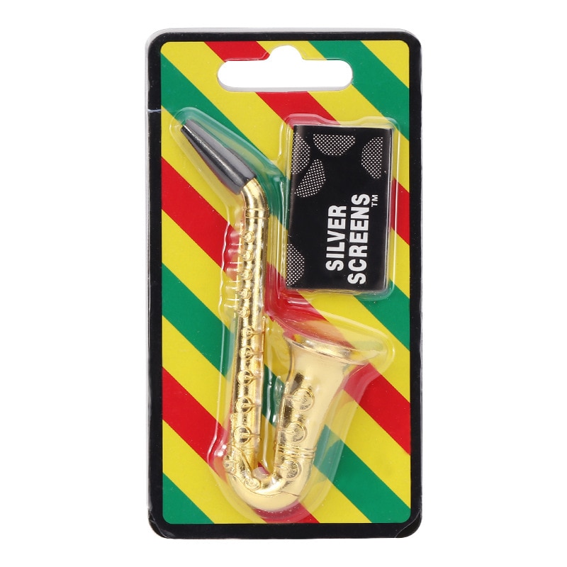 Hot-selling-creative-suction-card-with-mesh-set-metal-pipe-gilded-saxophone-trumpet-filter-cigarette-holder