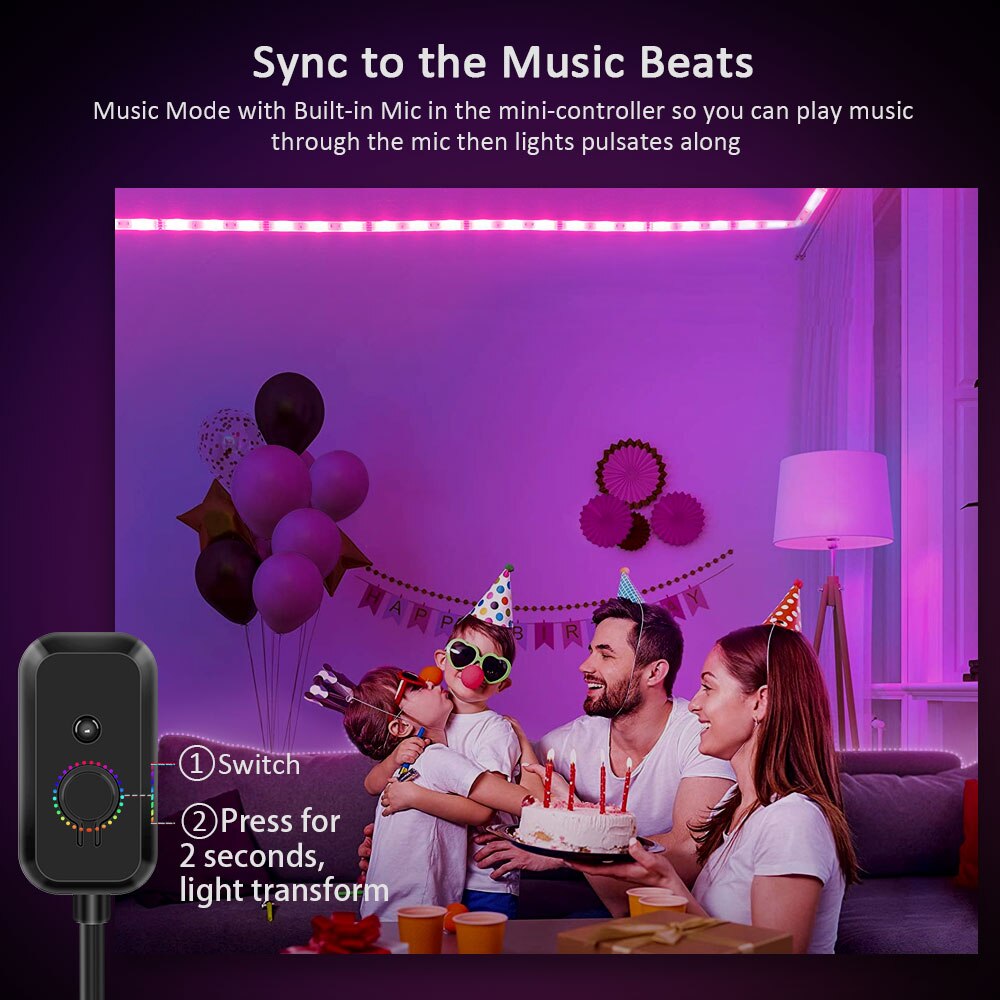 Bande-lumineuse-LED-RGB-couleurs-changeantes-SMD5050-synchronisation-de-la-musique-bricolage