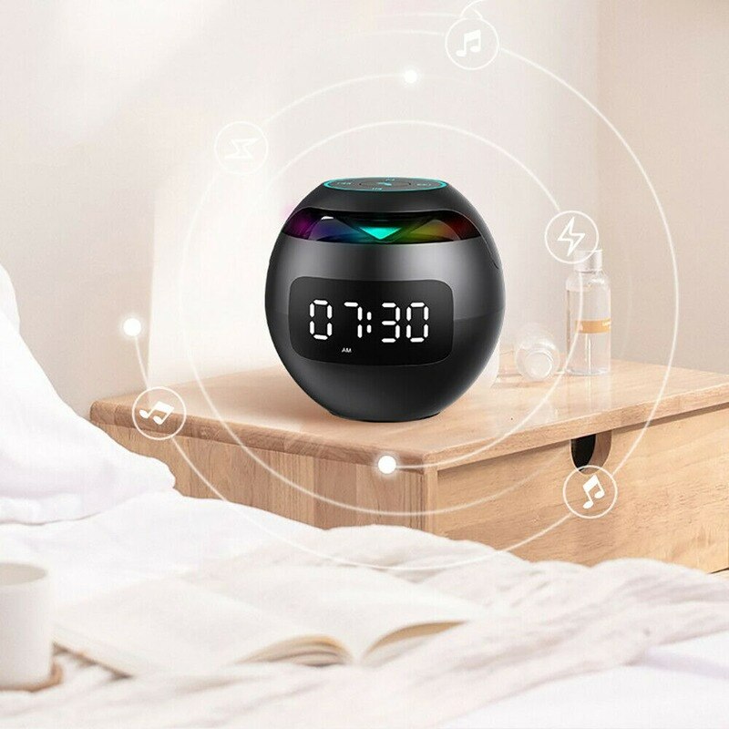 R-veil-num-rique-LED-Radio-TF-FM-bluetooth-haut-parleur-rond-veilleuse-color-e-lecture