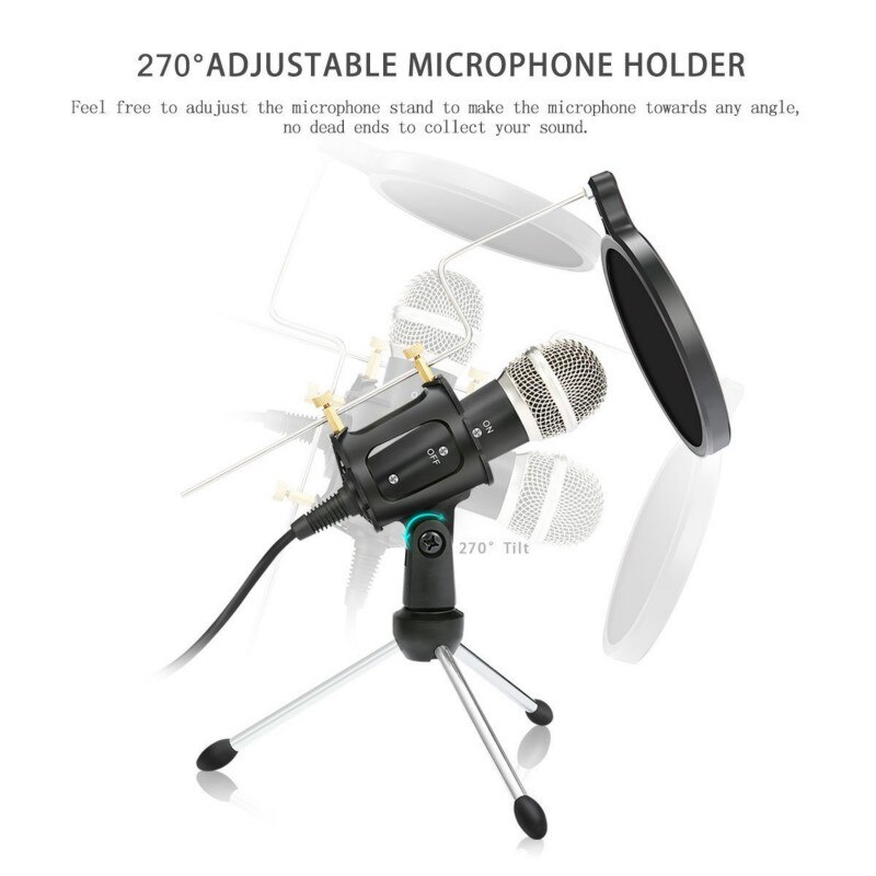 Mini-Microphone-condensateur-portatif-Professionnel-pour-chant-karaok-Table-ordinateur-portable-t-l-phone-PC-Audio