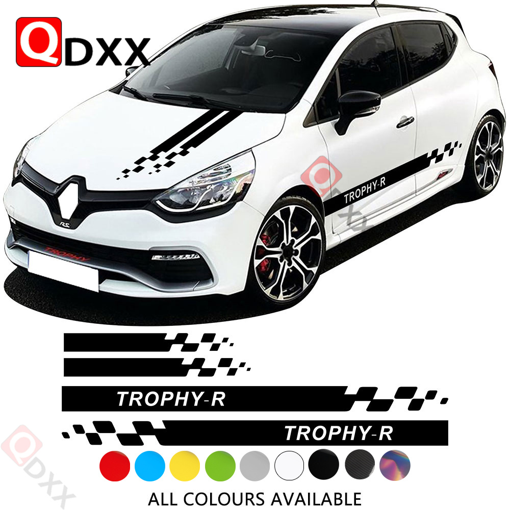 Autocollant-de-protection-de-moteur-pour-Renault-Clio-tiquette-graphique-rayures-pour-jupe-lat-rale-de