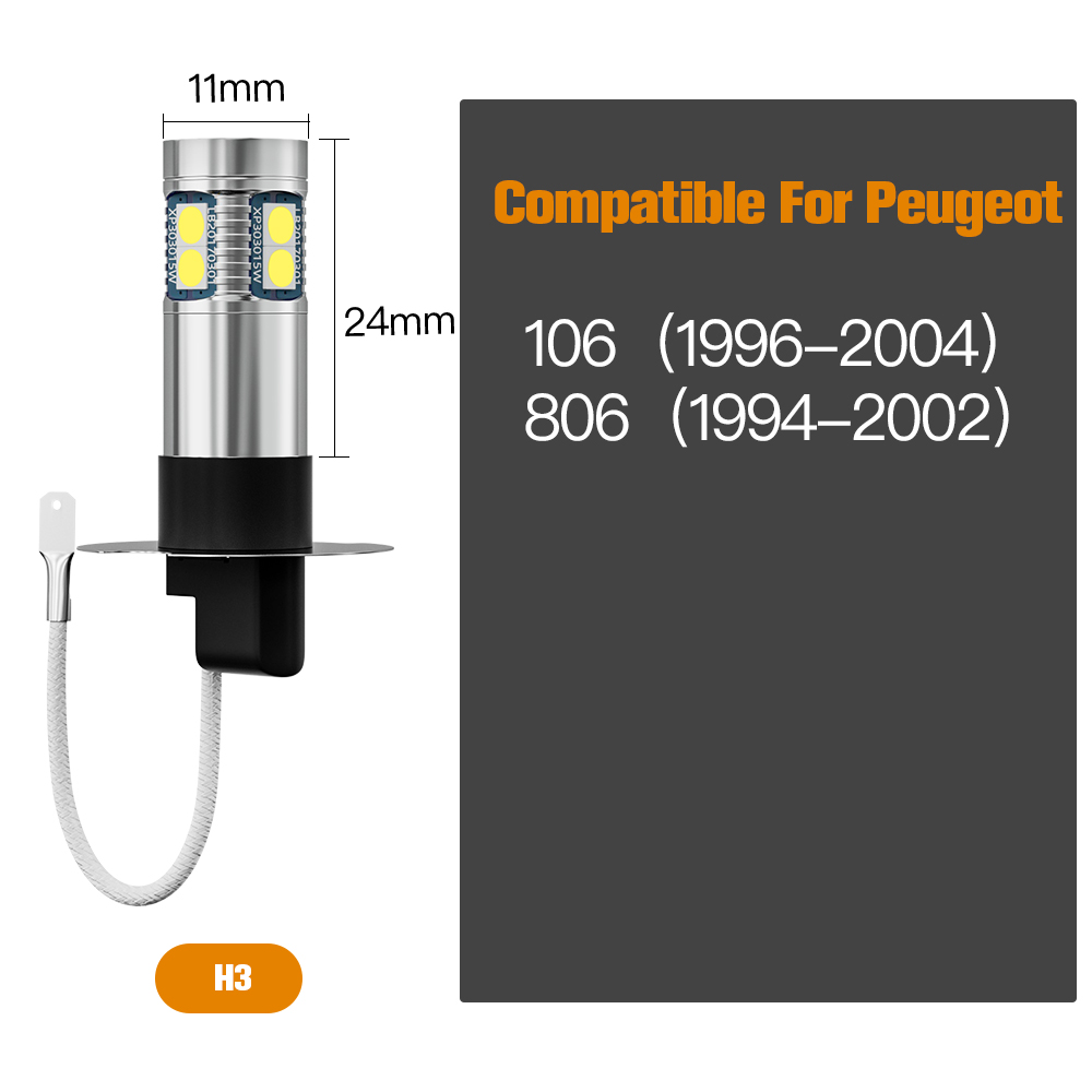 2pcs-LED-lampe-antibrouillard-sauvegarde-ampoule-H3-Canbus-sans-erreur-pour-Peugeot-106-806-1994-1995