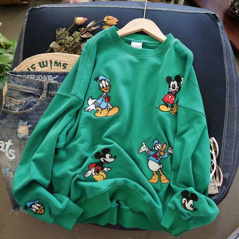 Pull-rayures-brod-es-Mickey-Donald-Duck-pour-femme-v-tement-fin-manches-longues-nouvelle-collection