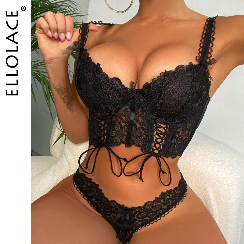 Ellolace-Lingerie-Sexy-en-dentelle-ensembles-de-sous-v-tements-culotte-soutien-gorge-Push-Up-string