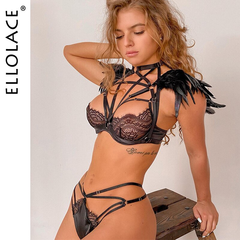 Ellolace-soutien-gorge-Bandage-en-plumes-pour-femmes-sous-v-tements-Sexy-en-dentelle-sensuel-Transparent