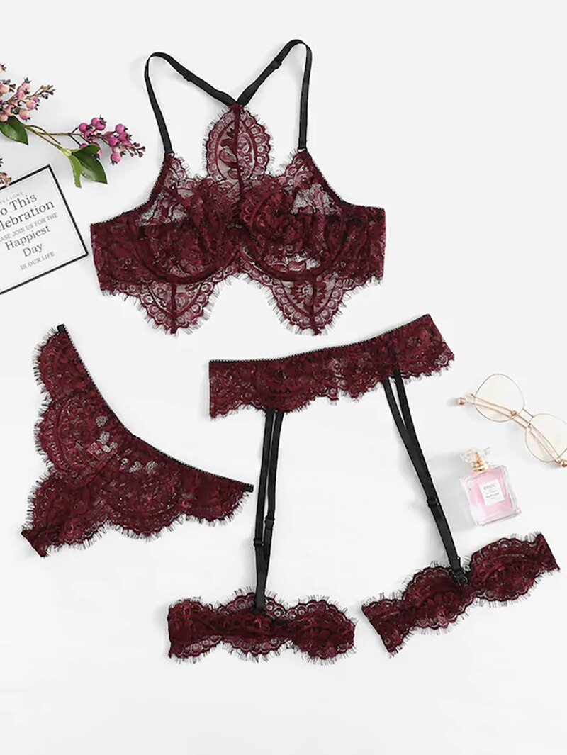 Ellolace-Lingerie-en-dentelle-transparente-sous-v-tements-Sexy-ensembles-de-slips-avec-jarretelles-bordeaux-Kits