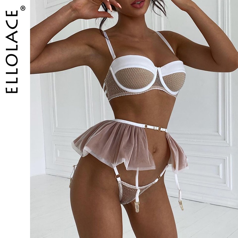 Ellolace-ensemble-de-Lingerie-Sexy-en-maille-Patchwork-sous-v-tements-fantaisie-jarretelles-volants-ensemble-de