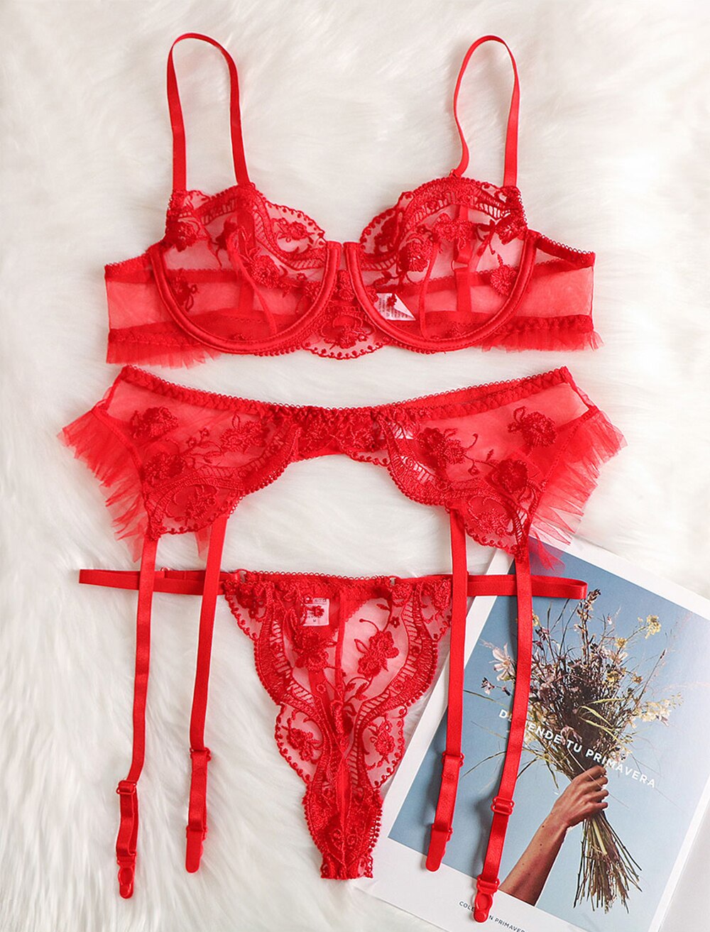 Ellolace-Lingerie-Sexy-en-dentelle-pour-femmes-sous-v-tements-soutien-gorge-jarretelles-string-ensemble-de